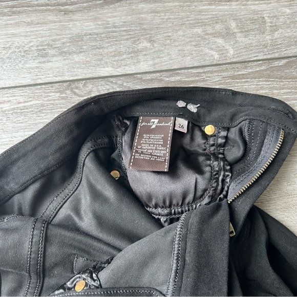 7 For All Mankind Gwenevere Faux Suede Ankle Jeans in Black - Picture 11 of 15